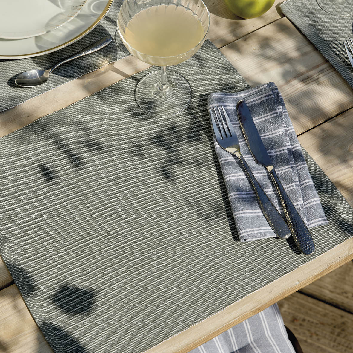 Set of 4 placemats Chambray Dark green - 40 x 35 cm