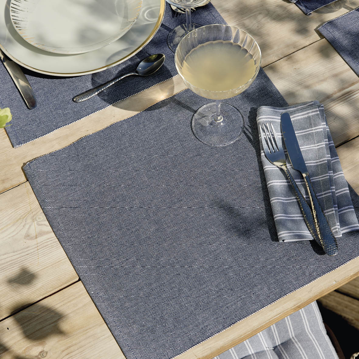 Set of 4 placemats Chambray Dark grey - 40 x 35 cm