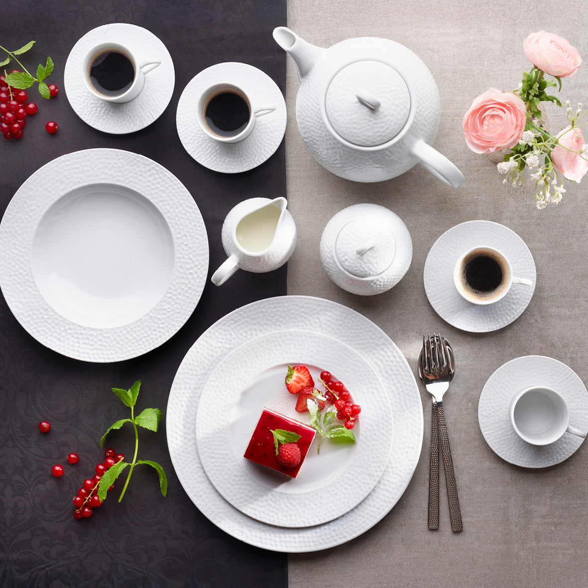 Set de 6 tasses à café avec soucoupe - Martello Blanc