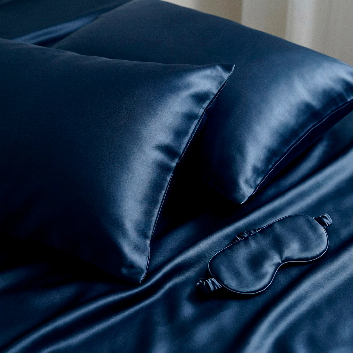 Pillowcase + eyemask silk - Brume de soie Navy blue
