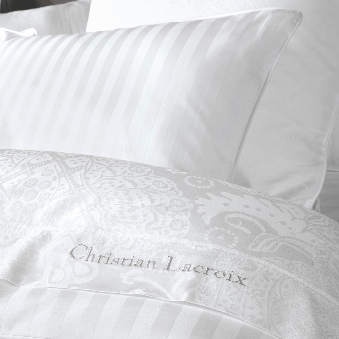 Duvet cover + pillowcase(s) cotton satin - Jacquard woven - Arles White