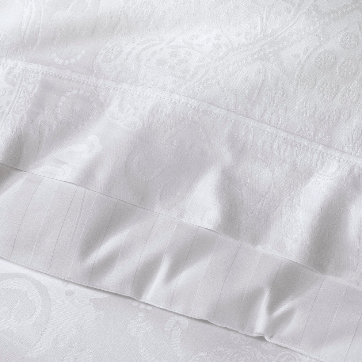 Pillowcase(s) cotton satin - Jacquard woven - Arles white