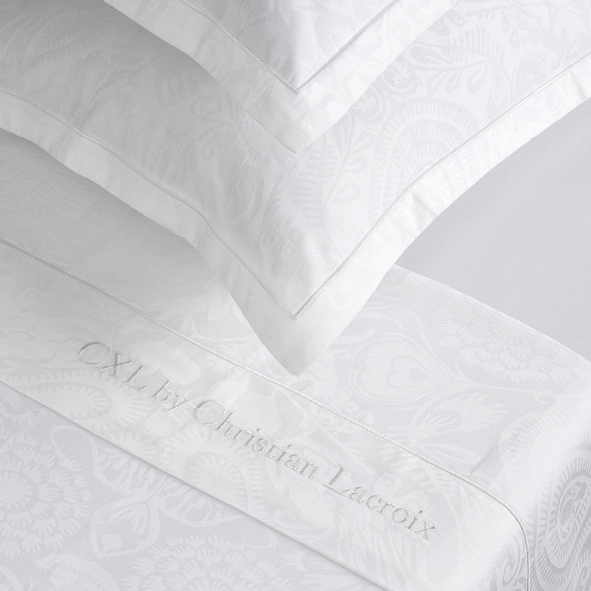 Sheet set cotton satin - Love Stories White - Jacquard woven