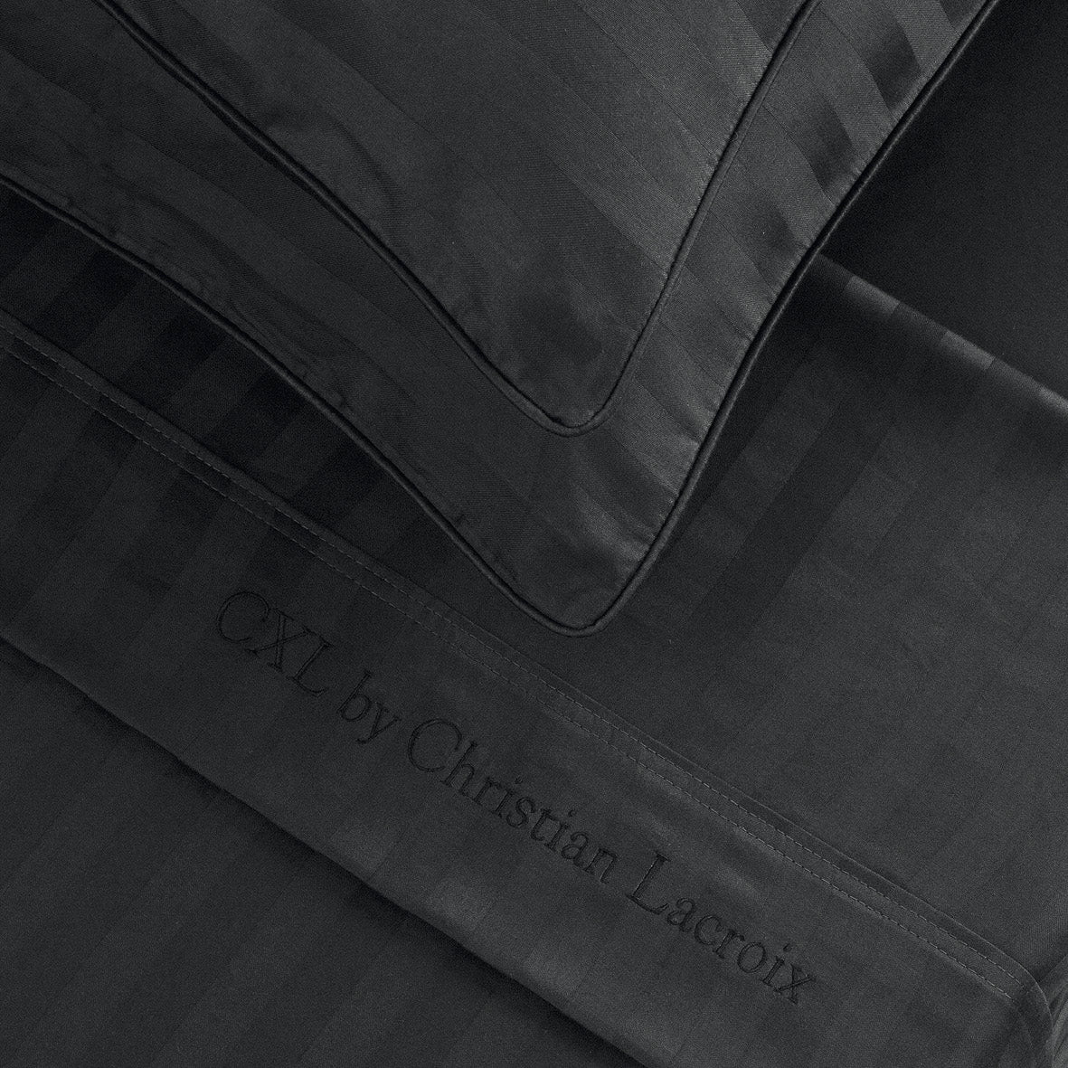 Sheet set cotton satin - dobby stripe - Black