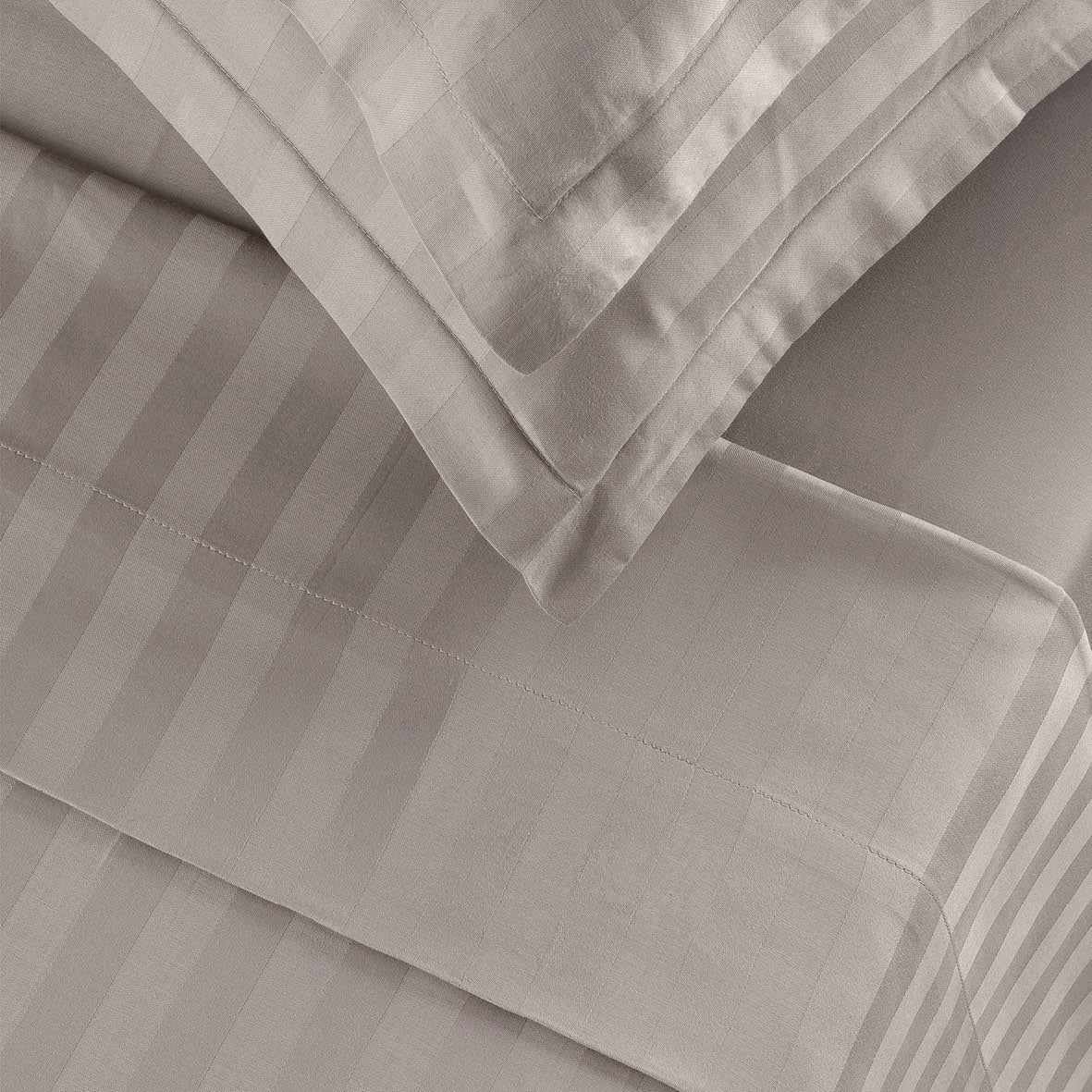 Sheet set cotton satin dobby stripe woven - Taupe