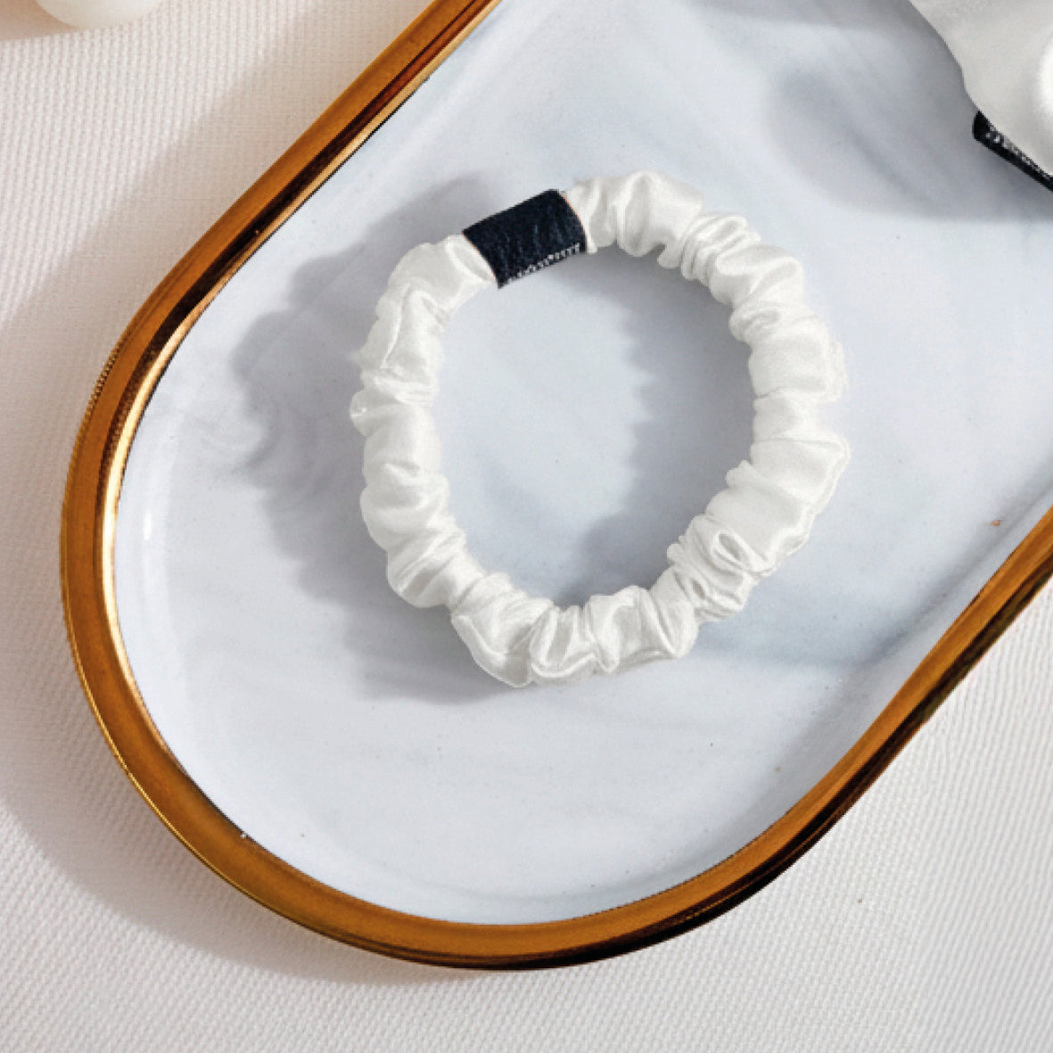 Skinny scrunchy silk Althéa White - D 6 cm