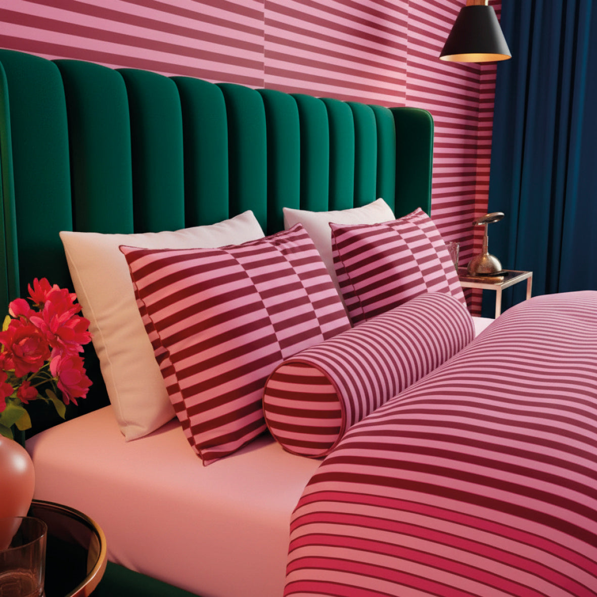 Bedspread cotton satin Eclat Pink - 220 x 250 cm