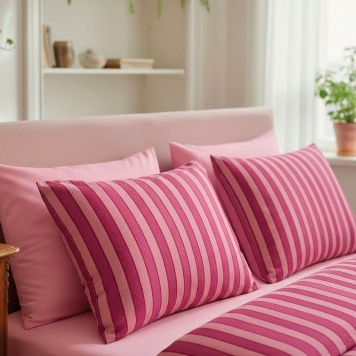 Duvet cover + pillowcase cotton satin - Faisceau Pink