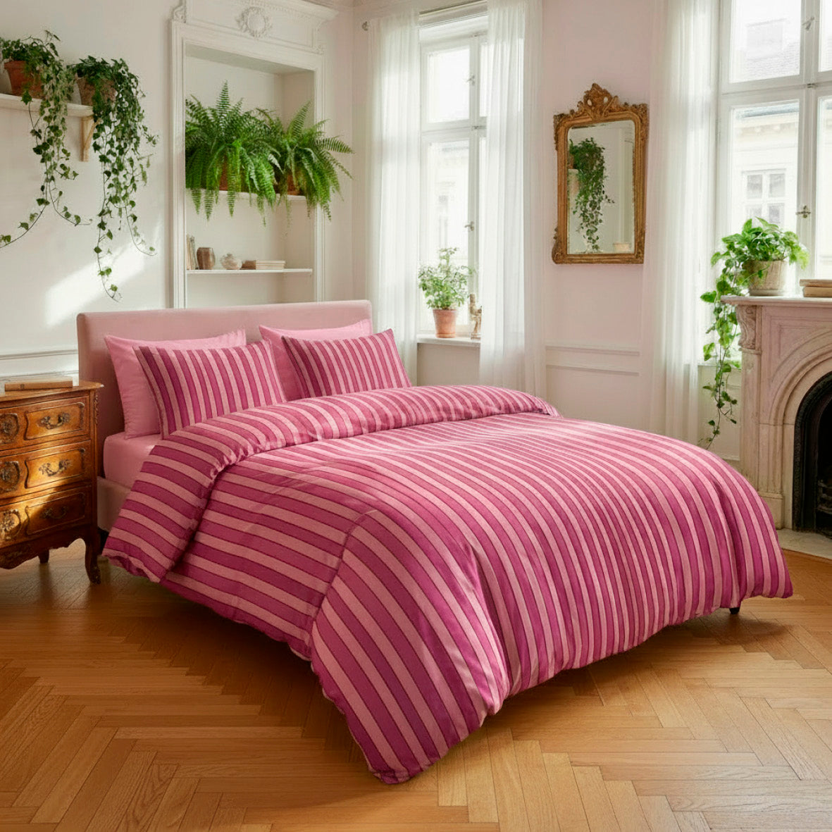 Pillowcase cotton satin - Faisceau Pink