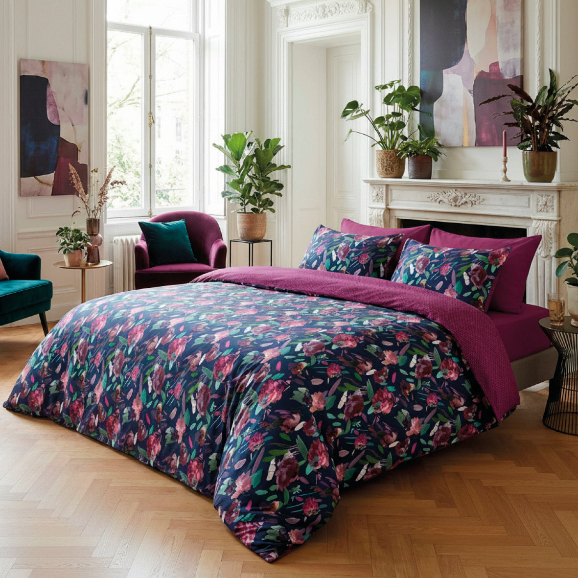 Fitted sheet cotton satin - Pollen Plum