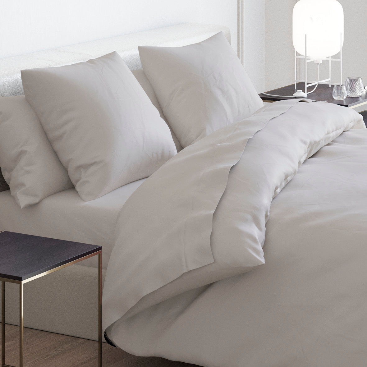 Duvet cover(s) + pillowcase(s) cotton satin - Uni Taupe