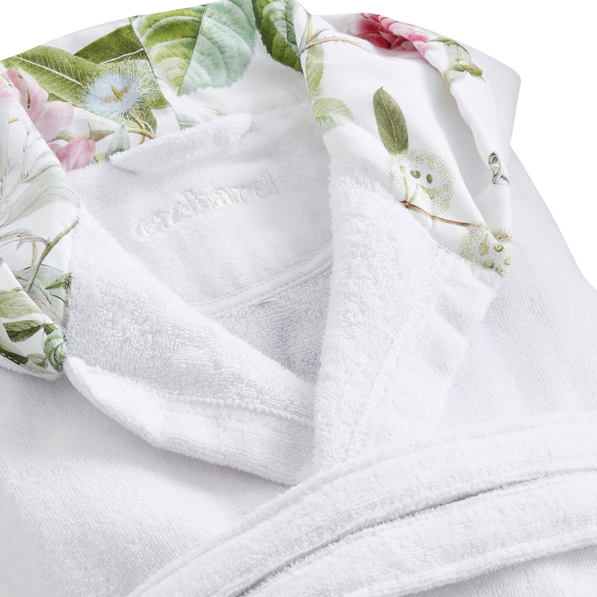 Hooded bathrobe - Jardin de roses White