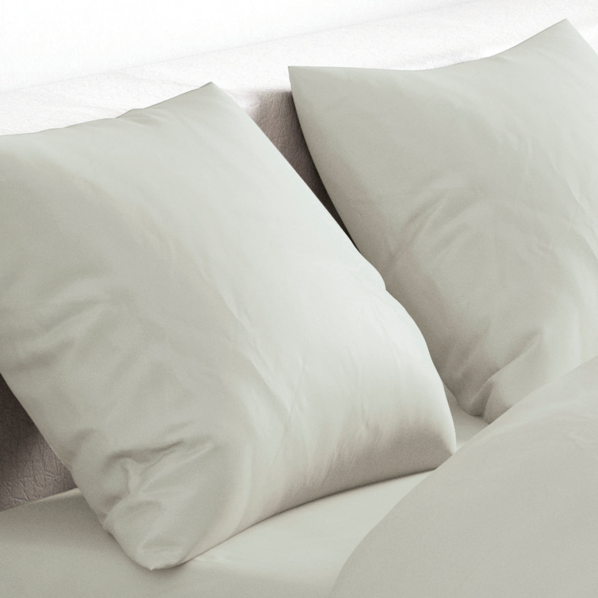 Duvet cover + pillowcase(s) cotton satin - Uni Thyme Green