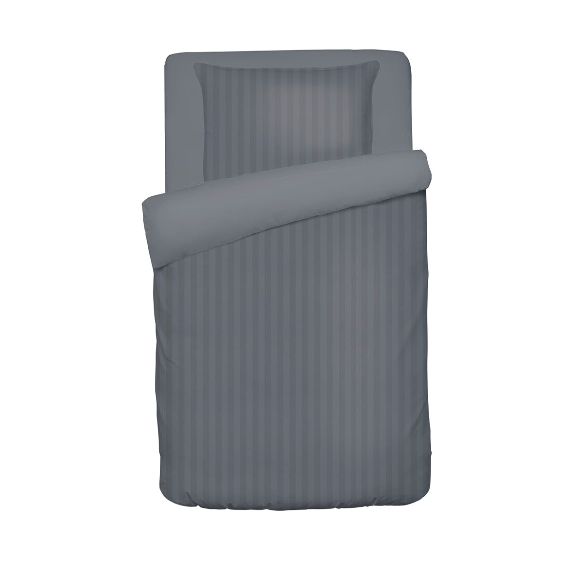 Duvet cover + pillowcase baby in cotton satin - Jacquard woven - Dobby stripe dark grey 100 x 135 cm + 40 x 60 cm