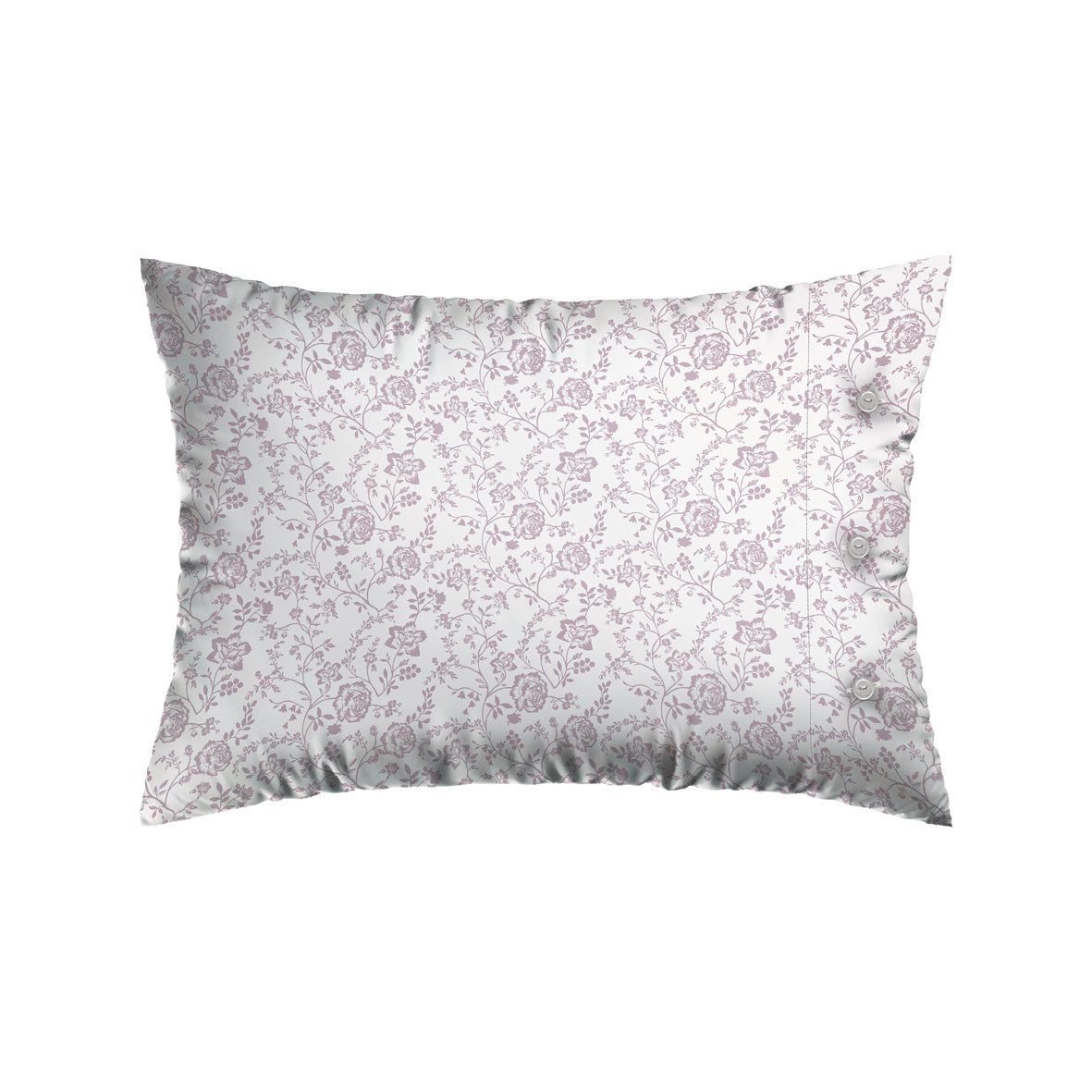 Pillowcase(s) cotton satin - Floraison de Roses White / Lavender 2 x (50 x 70 cm)