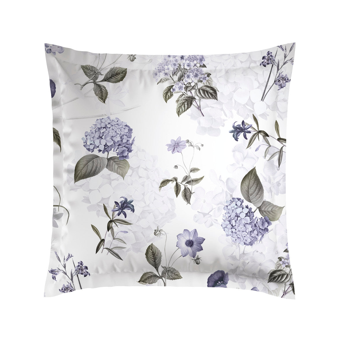 Pillowcase(s) cotton satin - Fleurs Passion white 2 x (63 x 63 cm)