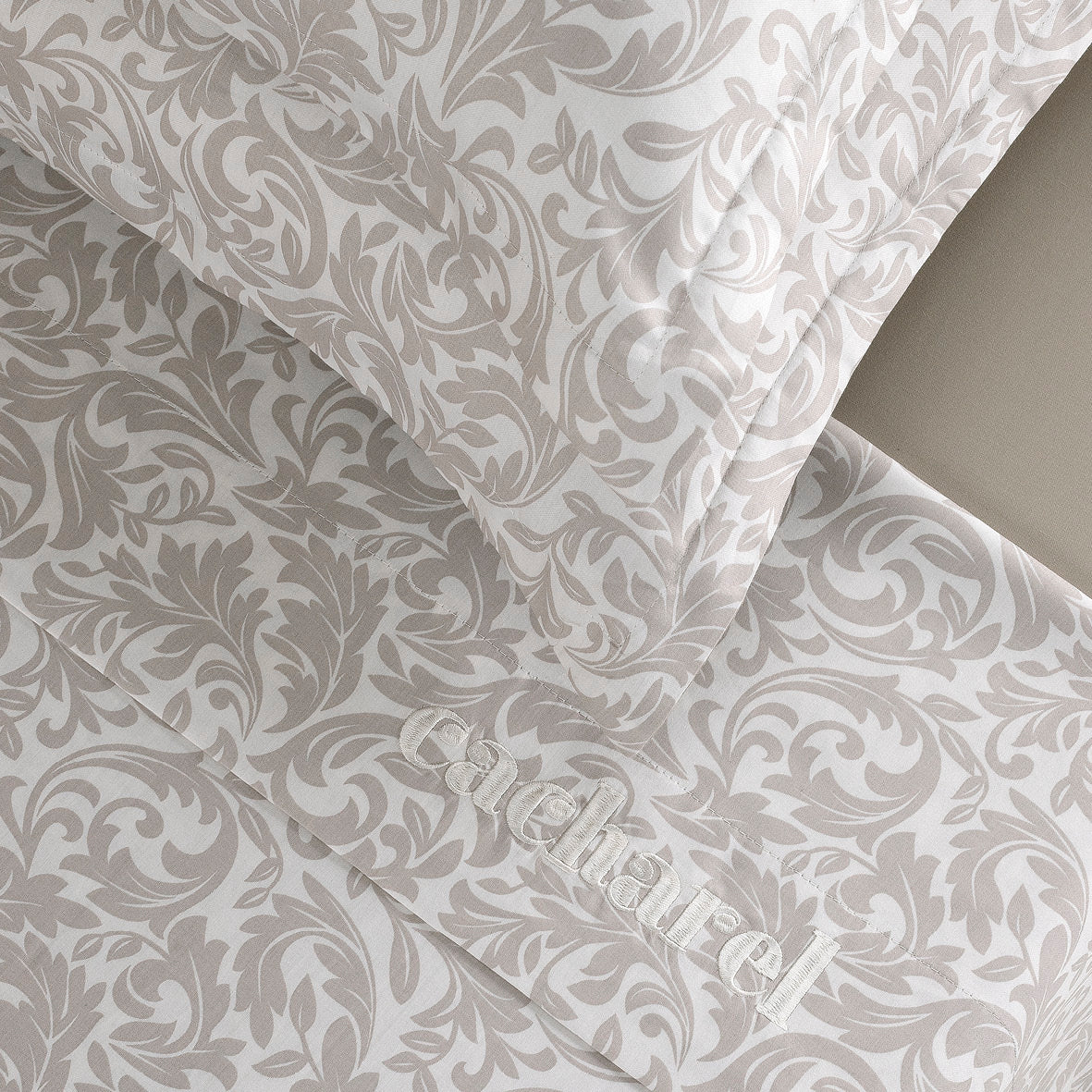 Sheet set : fitted sheet, flat sheet, pillowcase(s) in satin cotton - Romanesque Taupe