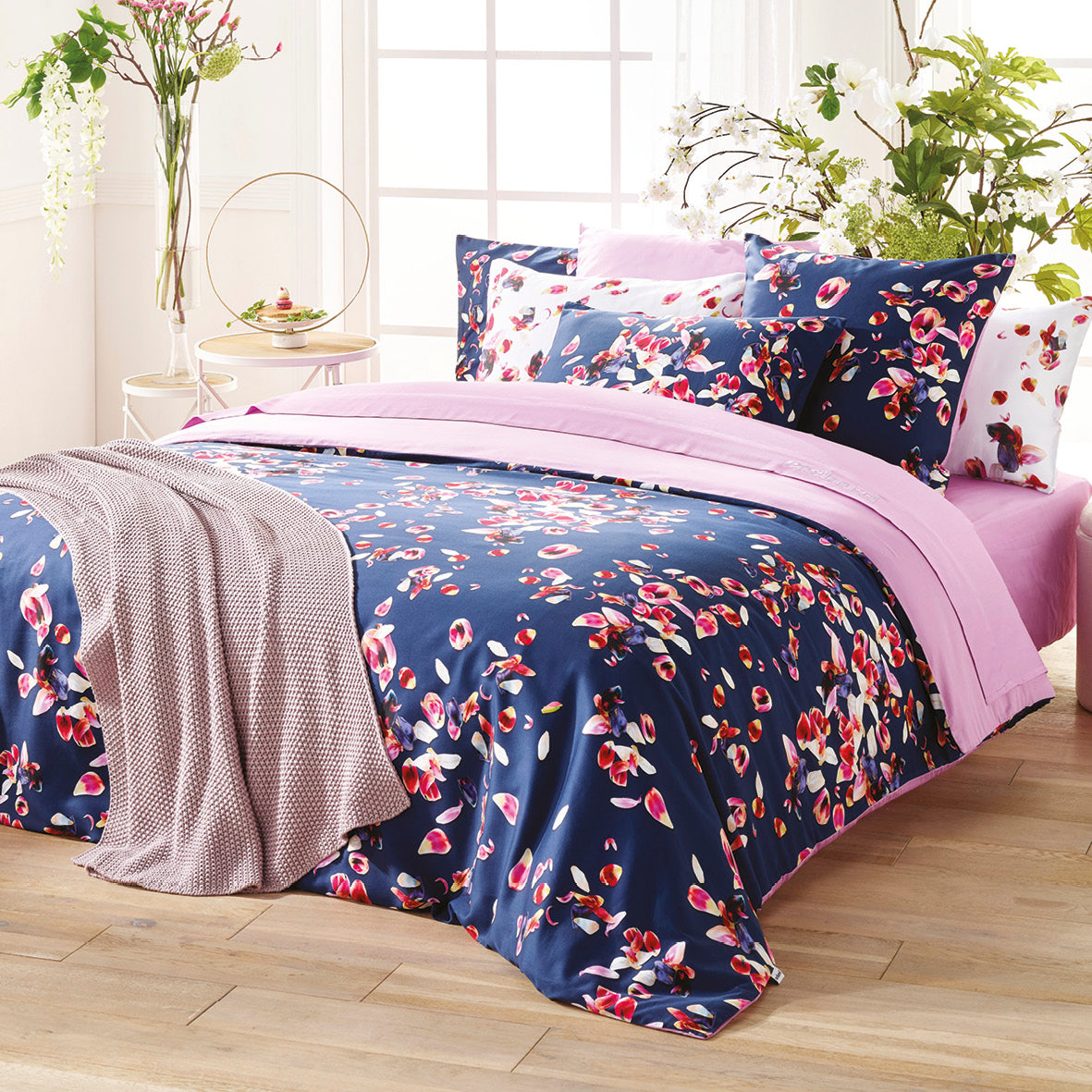 Flat sheet cotton satin - Aurore Pink