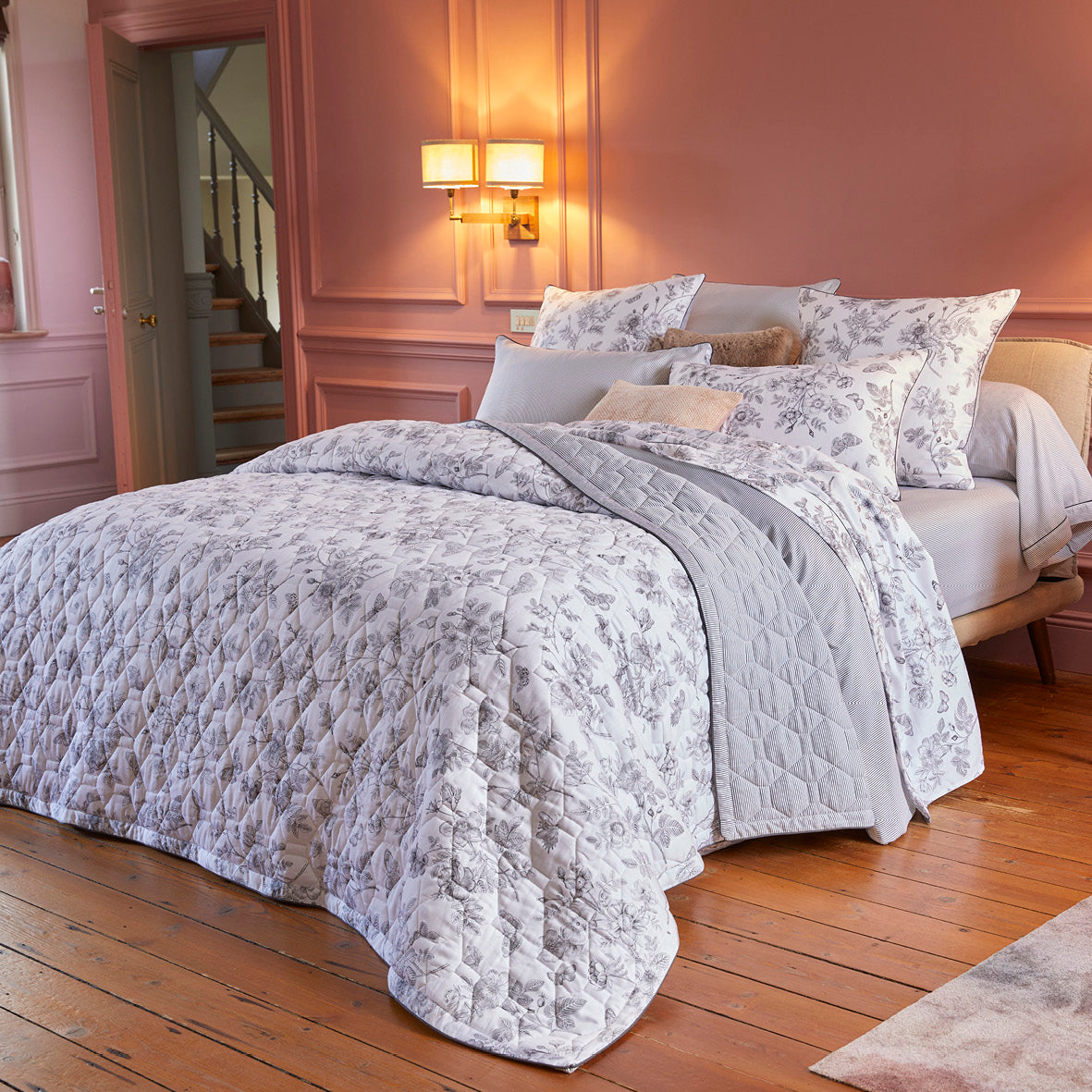 Bedspread XL - Jardin du colibiri Black grey - 220 x 250 cm