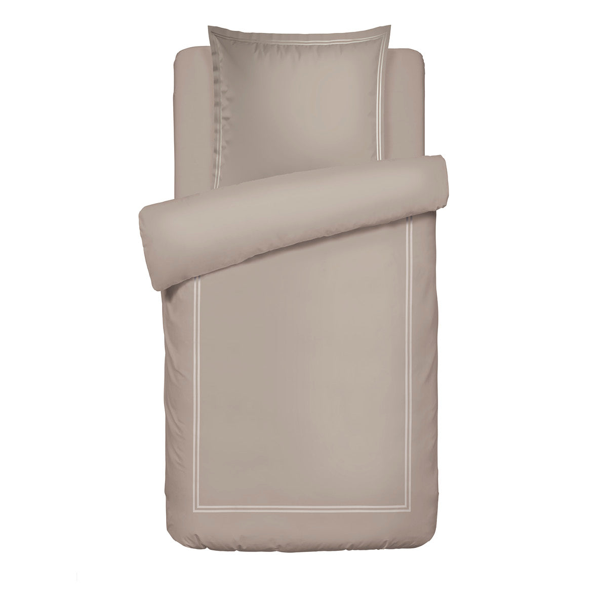 Duvet cover + pillowcase(s) cotton satin - La Rochelle Taupe / Taupe