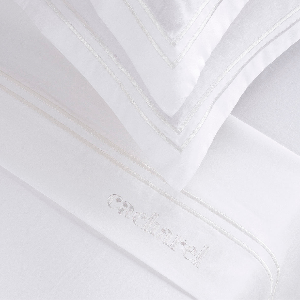 Ensemble de draps satin de coton - La Rochelle Blanc / Blanc