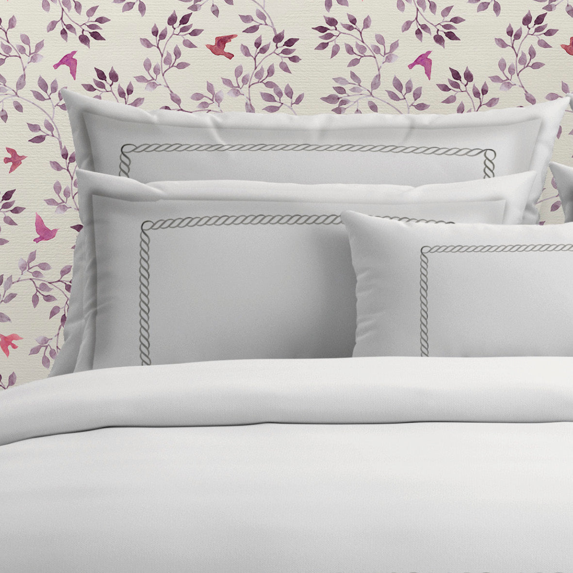 Duvet cover + pillowcase(s) cotton satin - Perle enchantée Grey / White