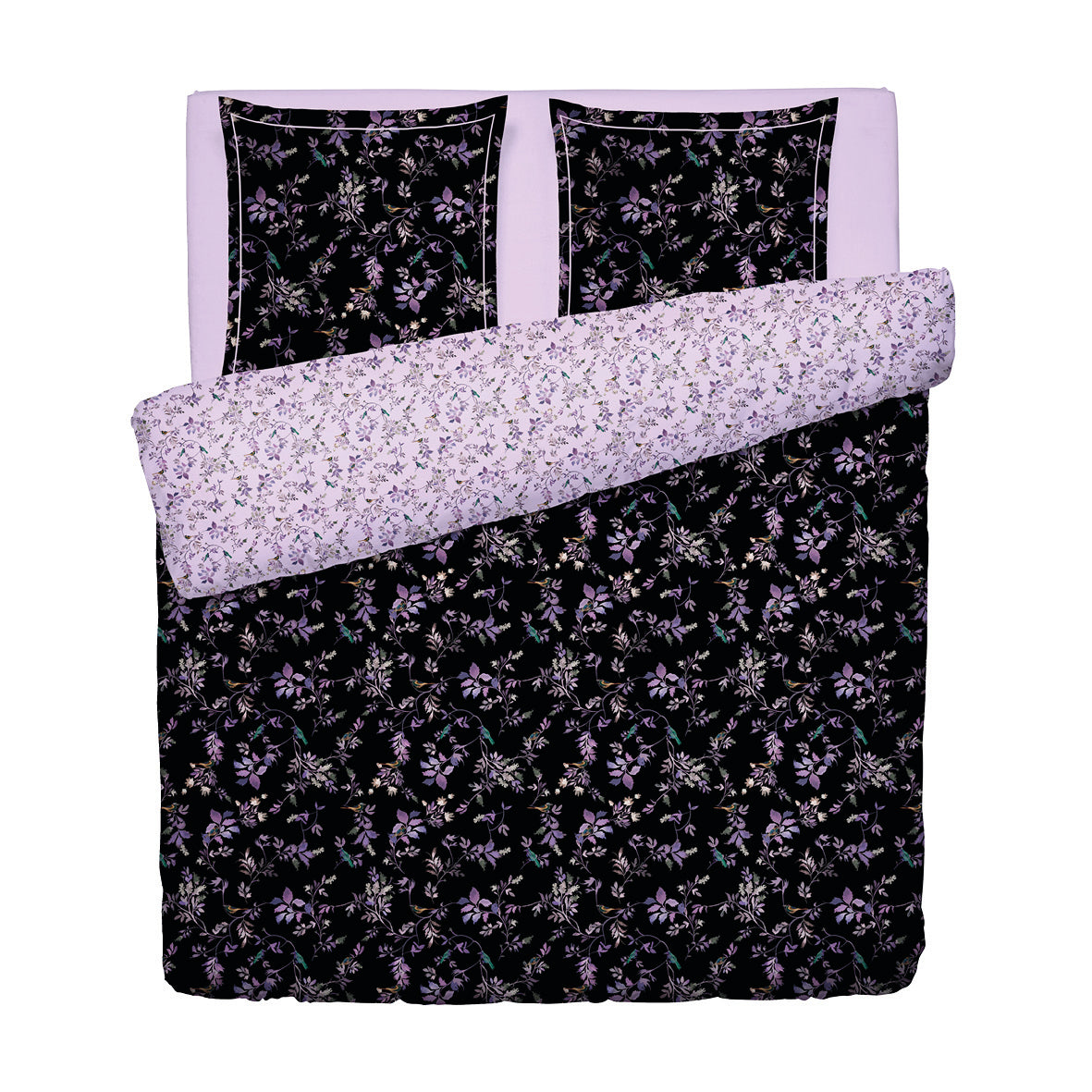 Duvet cover + pillowcase cotton satin - Eden Sauvage Black