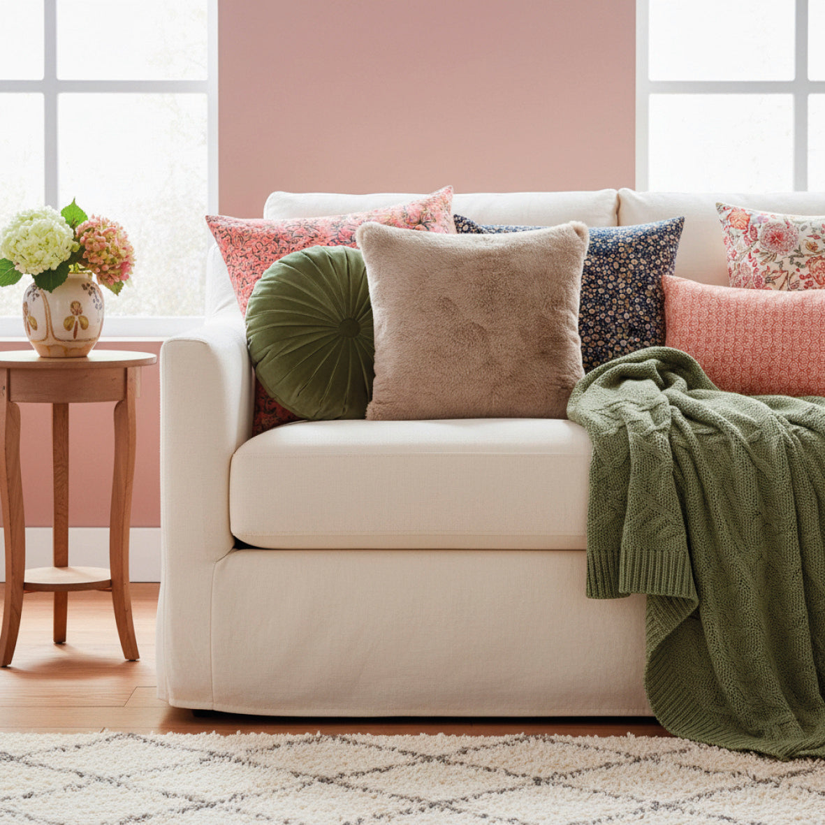 <p>Housse de coussin imitation fourrure - Sira Beige - 40 x 40 cm</p>