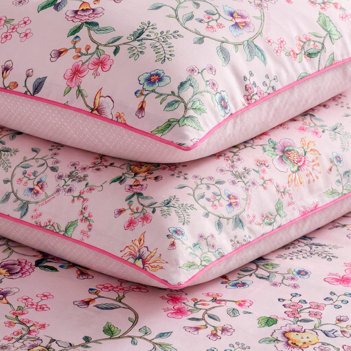 Sheet set cotton satin - Jardin secret / Confettis Blush pink
