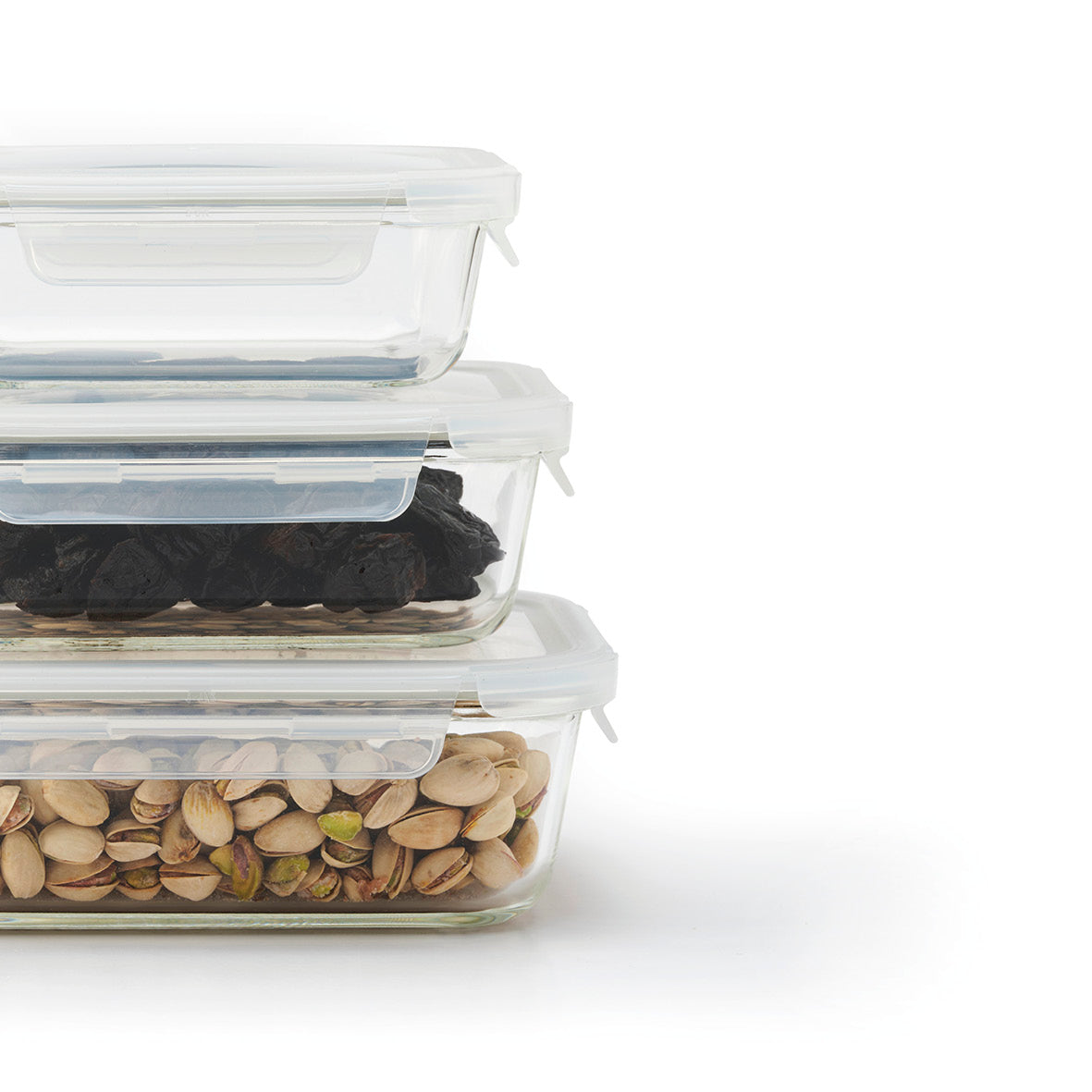 Set of 5 glass containers with clips - Transparent