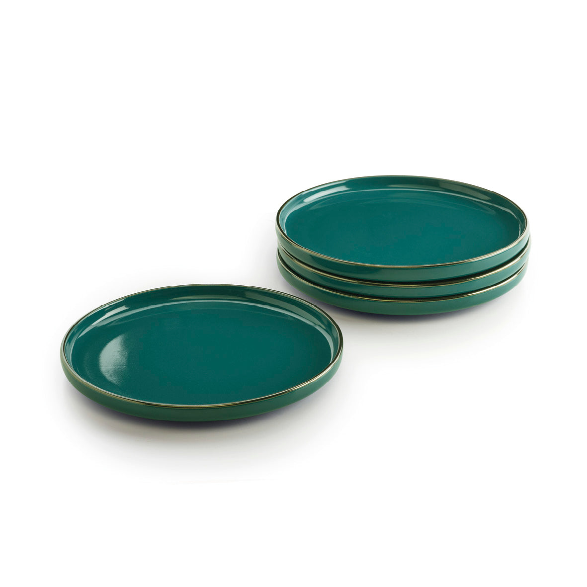 Lot De 4 Assiettes Plates 25 Cm Céramique Rouge Moucheté - Esprit De Cuisine - Fabriqué En France