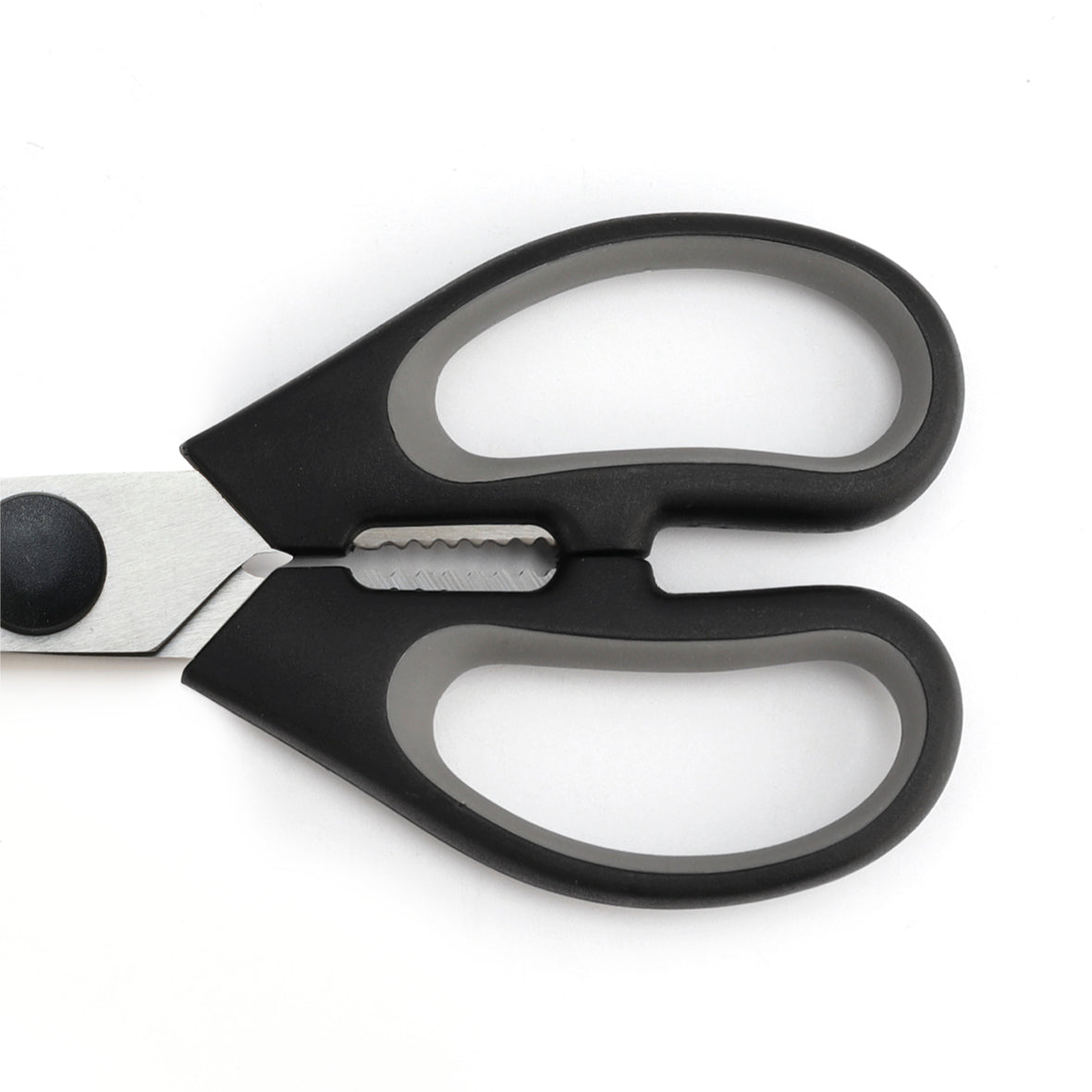 Ciseaux de cuisine avec lames dentelées en acier inoxydable - noir