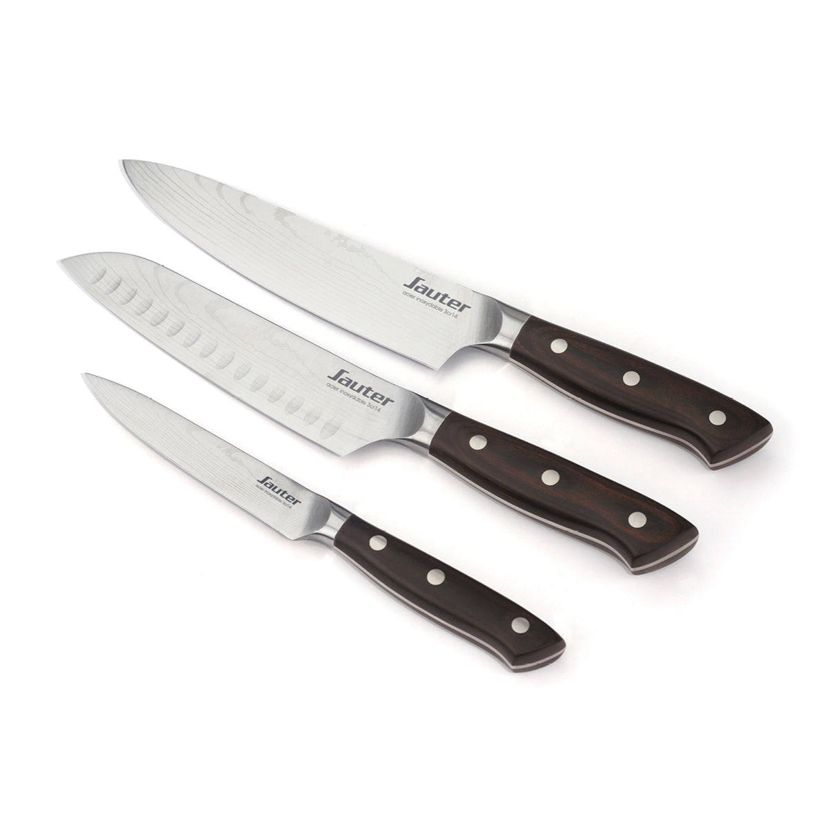 Set de 3 couteaux - design damascus