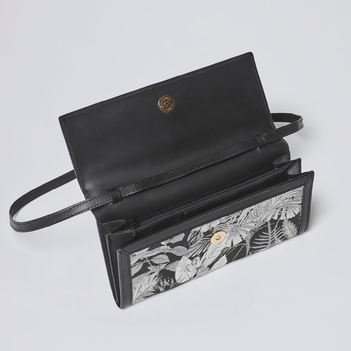 Sac bandoulière Anna en cuir et jacquard Zanzibar - Noir