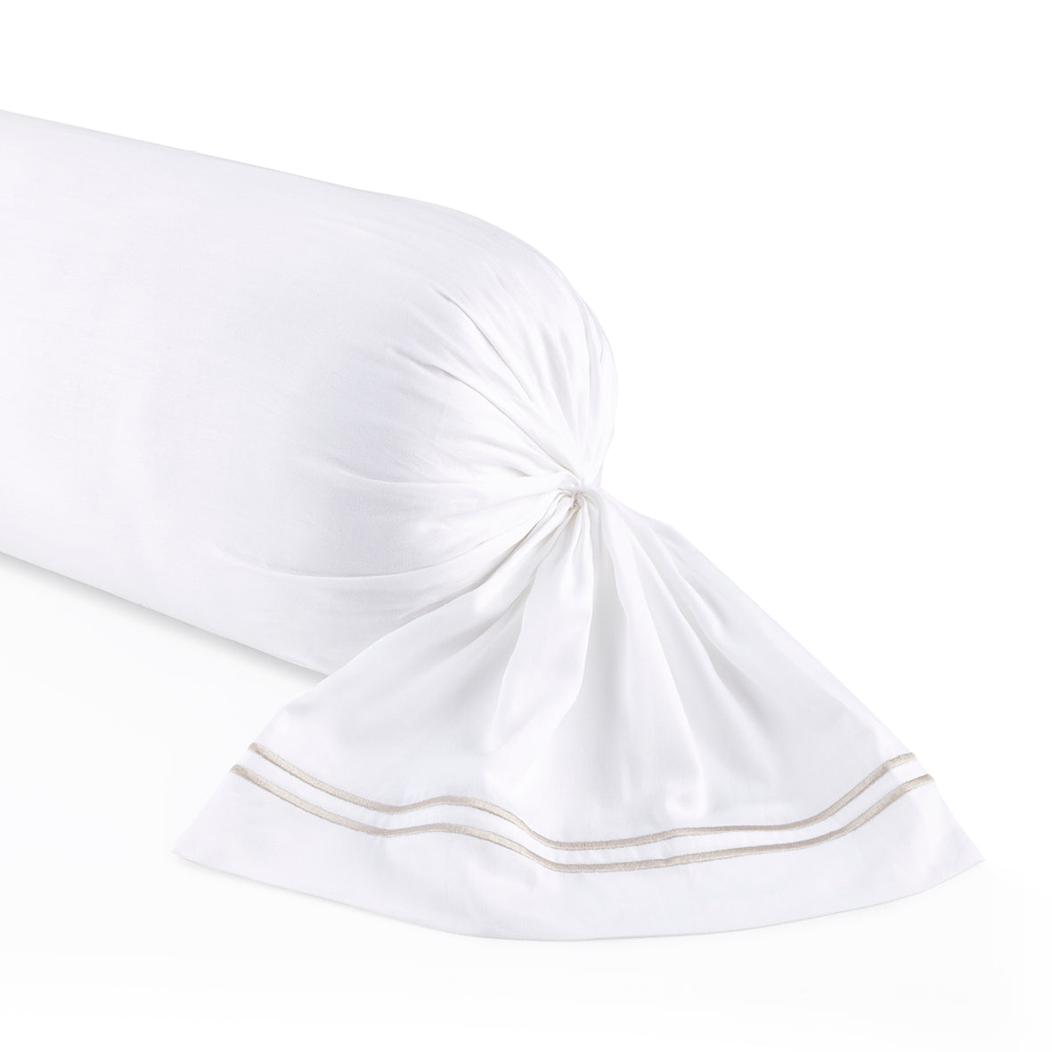 Taie(s) d'oreiller satin de coton - Bastia Taupe / Blanc