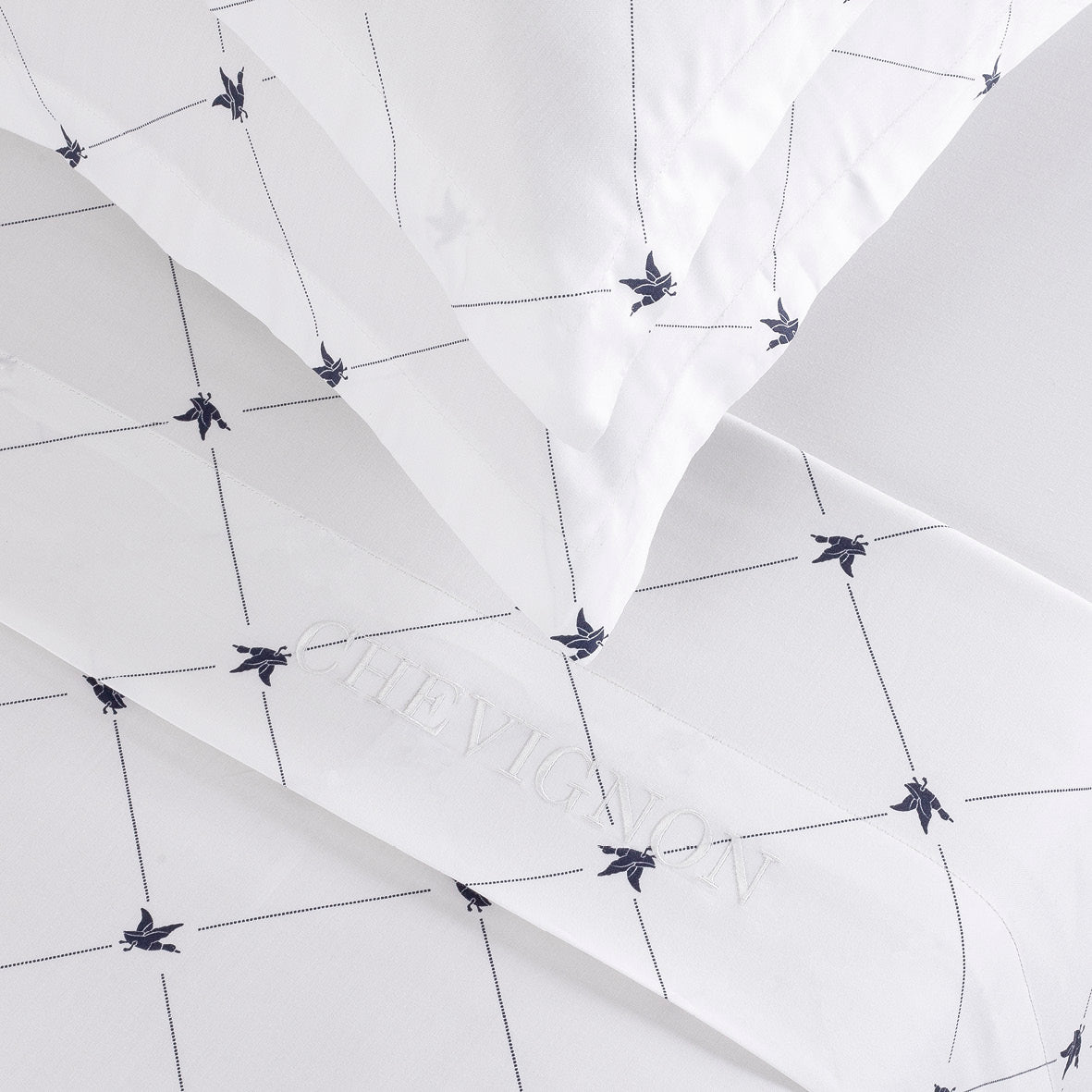 Flat sheet cotton satin - Canards Evy White