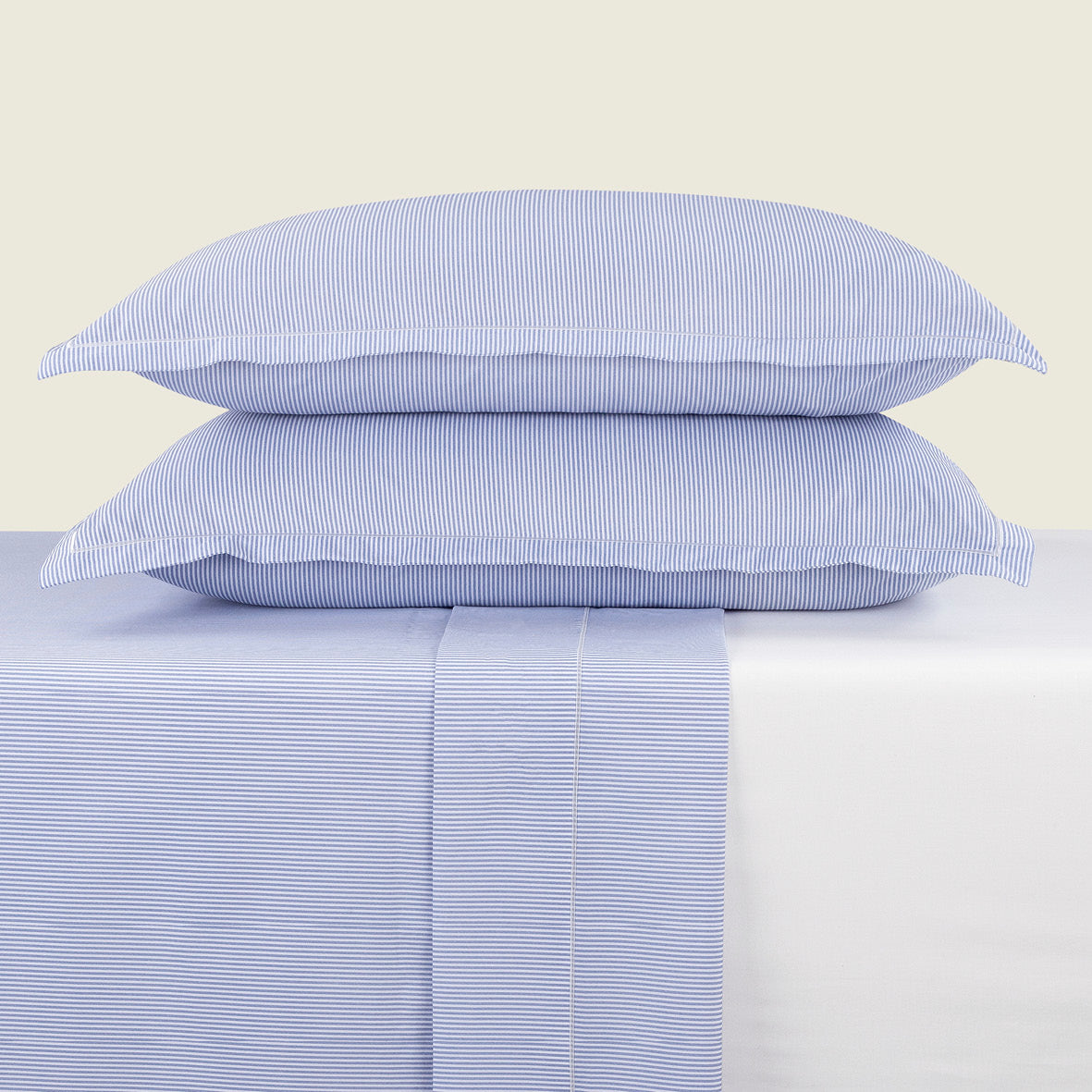 Pillowcase(s) cotton percal - Lyon Light blue