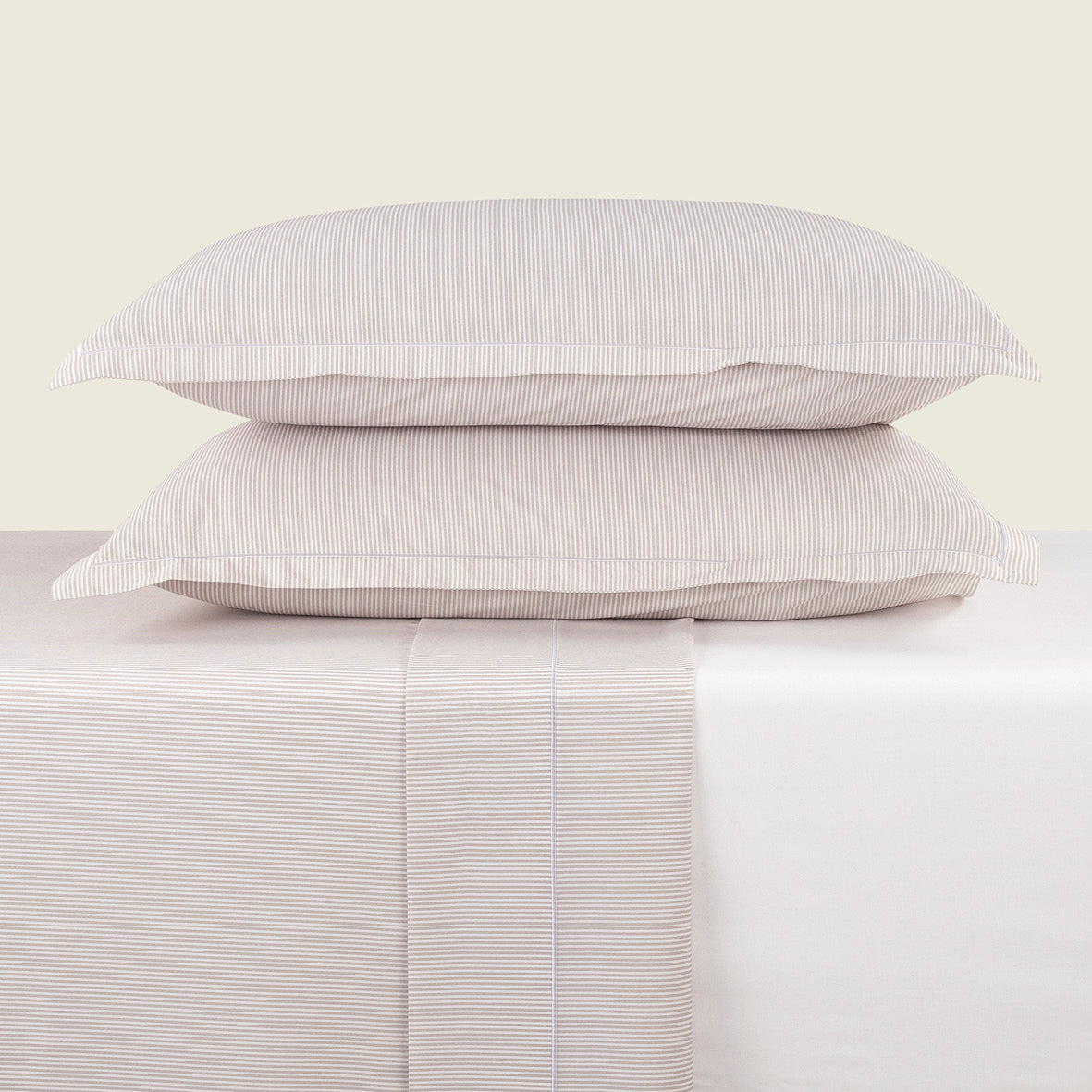 Pillowcase(s) cotton percal - Lyon Taupe