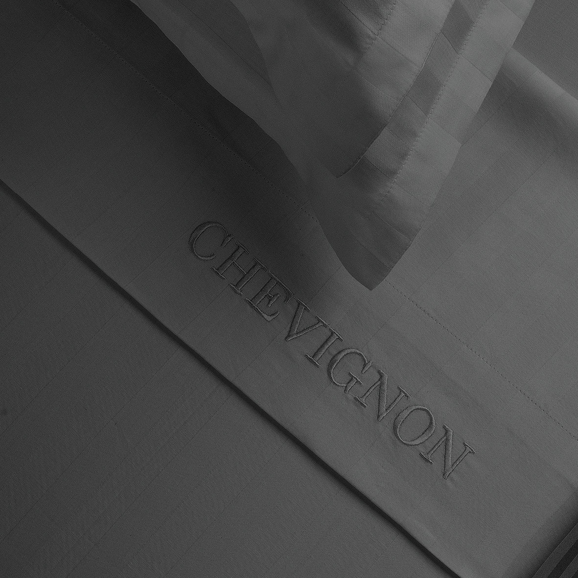 Drap plat satin de coton dobby stripe - Gris foncé