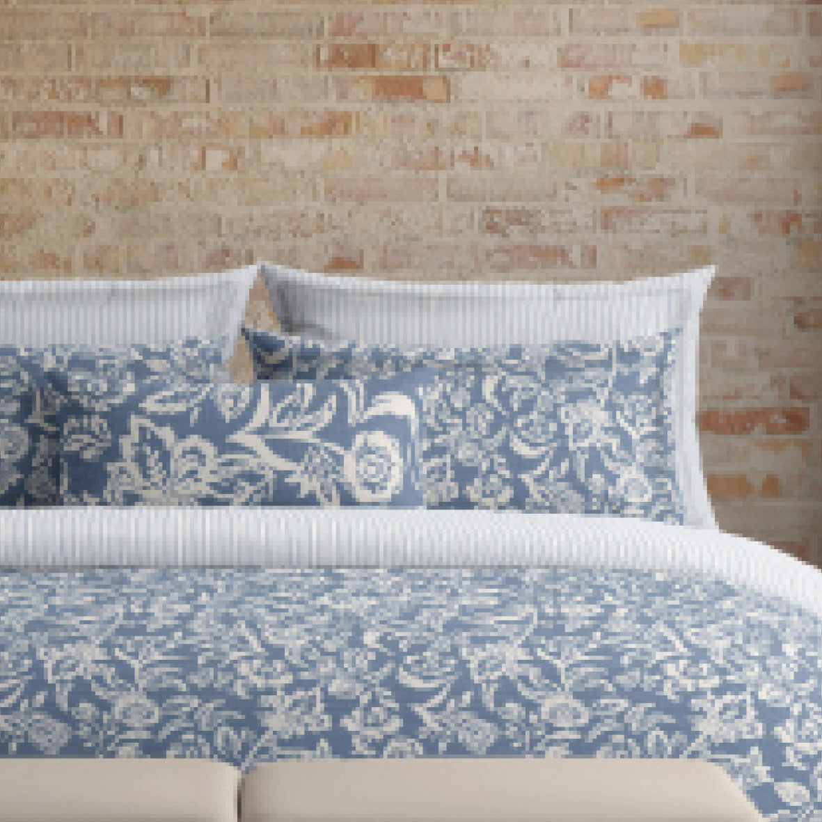 Duvet cover + pillowcase(s) cotton satin - Bleu jardin Blue