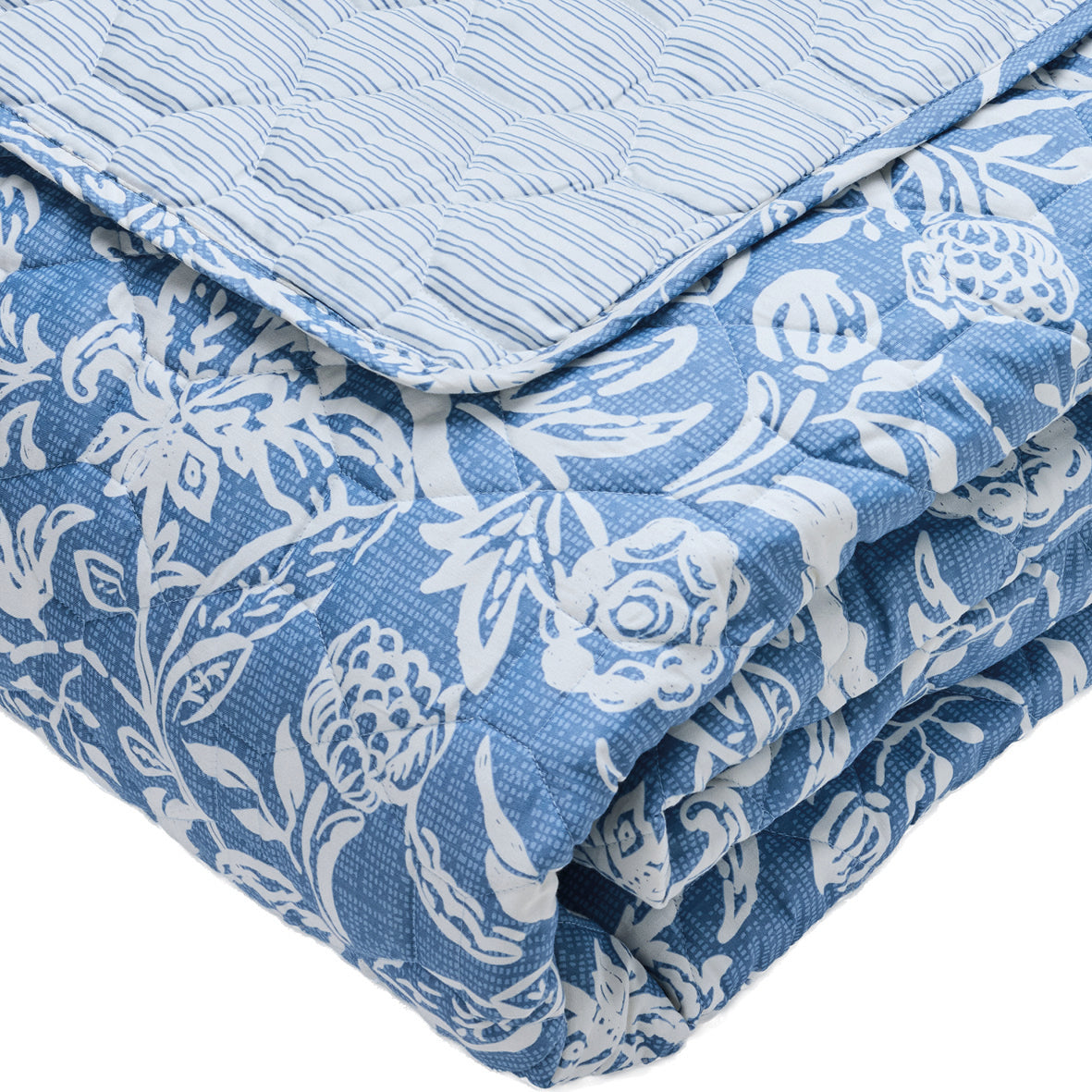 Bedspread cotton satin - Bleu jardin Blue - 220 x 250 cm