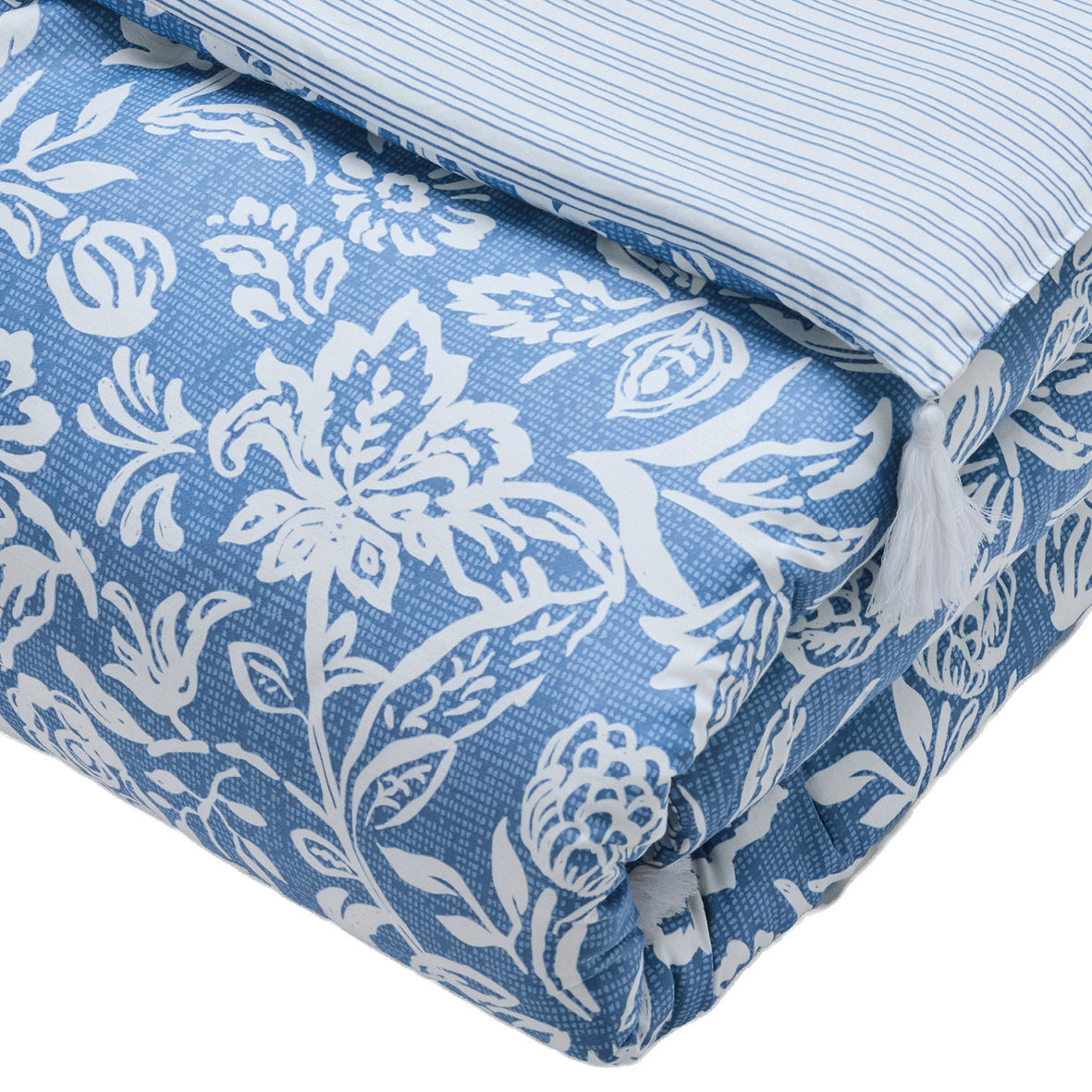 Édredon avec glands - Bleu jardin Bleu - 140 x 200 cm