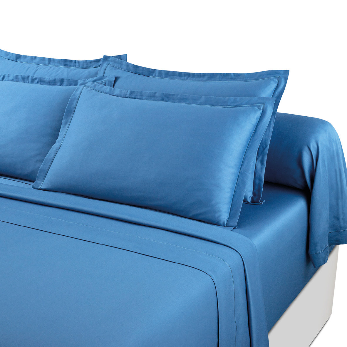 Ensemble de draps satin de coton - Uni 1 baratta Bleu 05