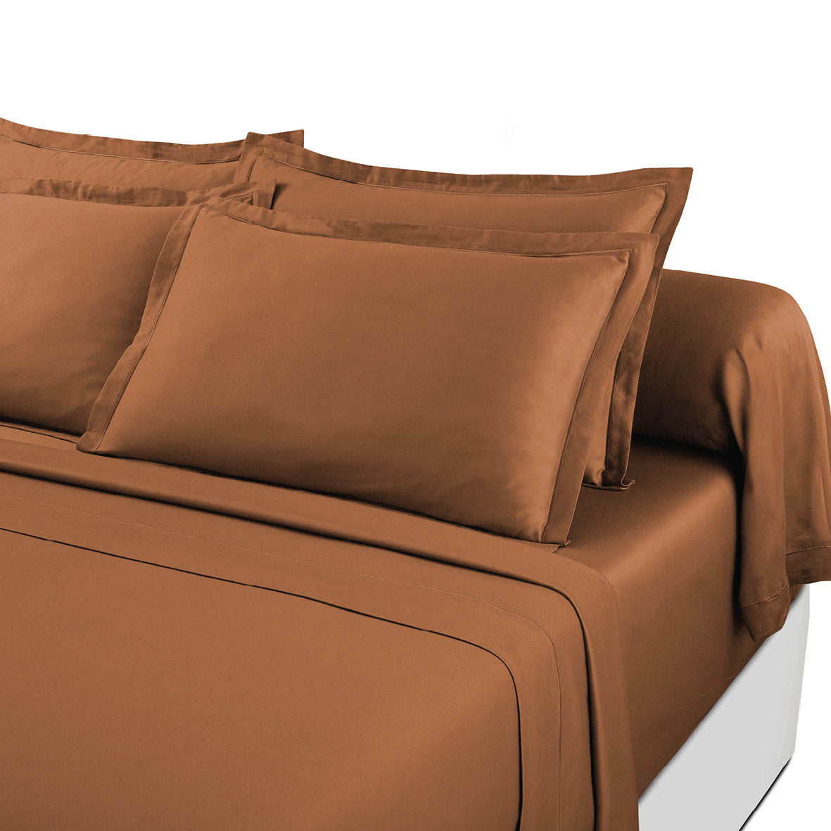 Ensemble de draps satin de coton - Uni 1 baratta Marron 01