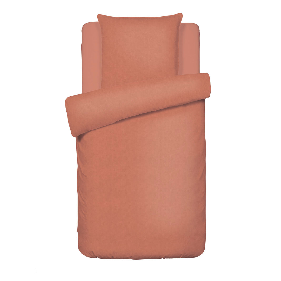 Duvet cover + pillowcase cotton gauze - Uni Terracotta 02