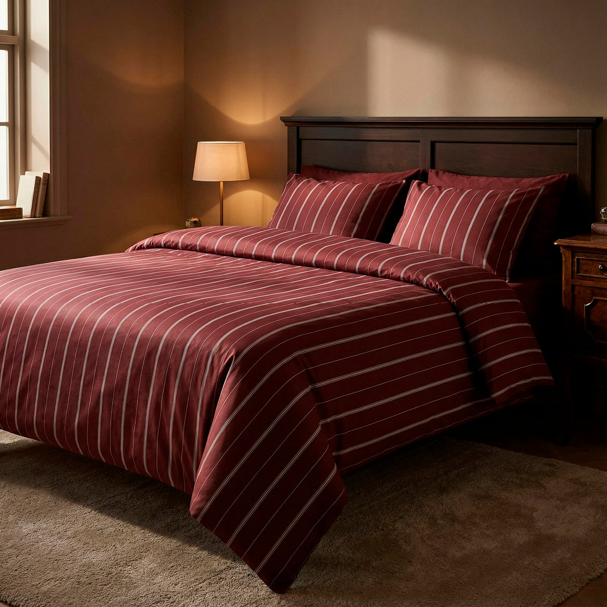 Duvet cover + pillowcase cotton satin - Elior Burgundy