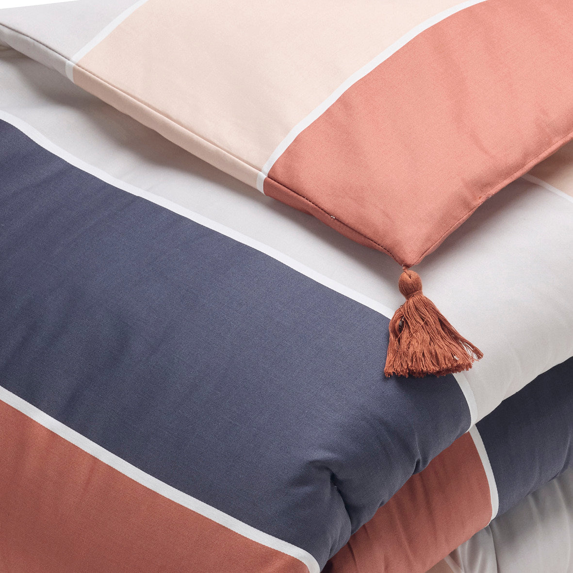 Quilt with tassels cotton satin - Terres douces Brown - 140 x 200 cm