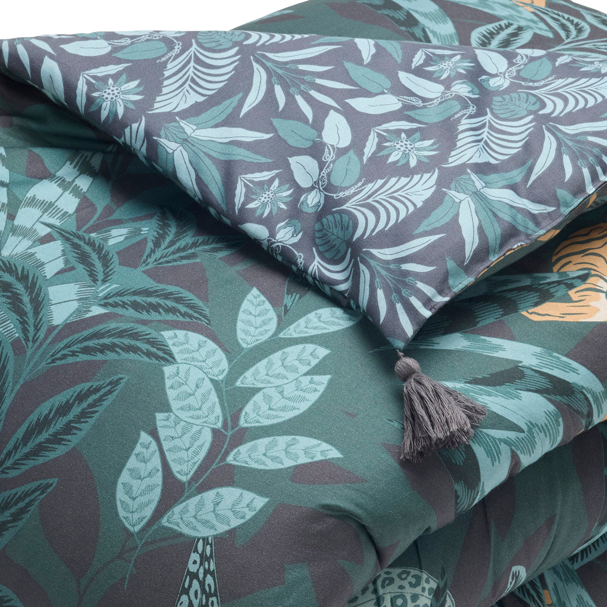 Quilt with tassels cotton satin - Jaro Blue - 140 x 200 cm