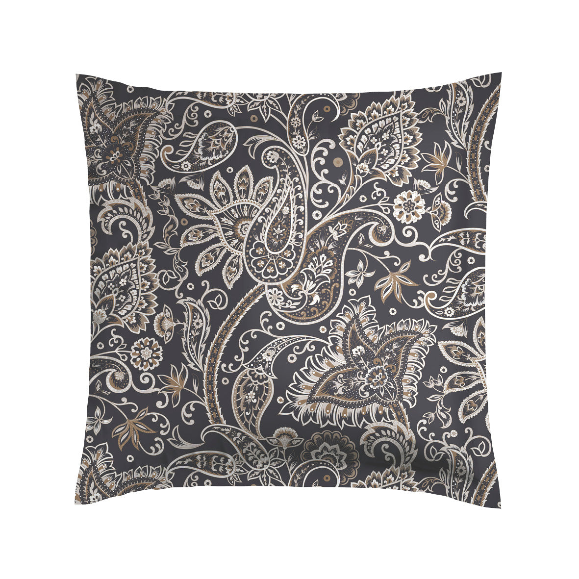 Taie(s) d'oreiller satin de coton - Paisley Gris / Taupe