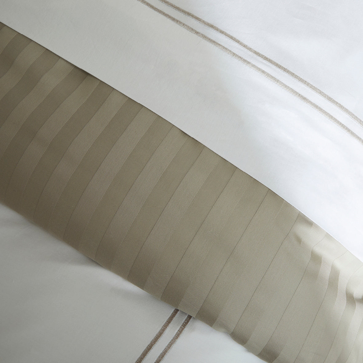 Duvet cover + pillowcase(s) cotton satin - Bastia Taupe / White